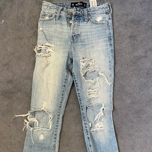 Torn blue boyfriend jeans